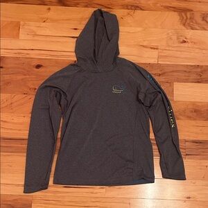 Vineyard Vines Dark Heather Gray Performance Hoodie with Subtle Logo
